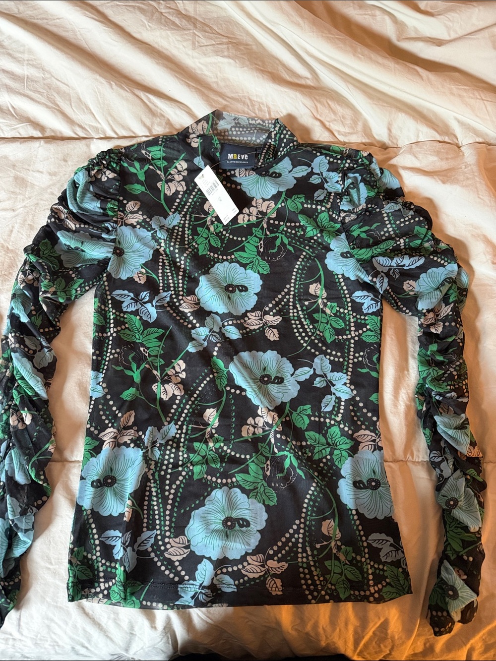 Maeve mesh mock neck